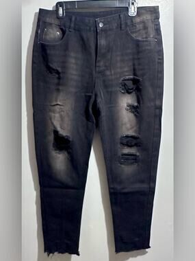 Distressed Black Ripped Jeans Size XL (1155)